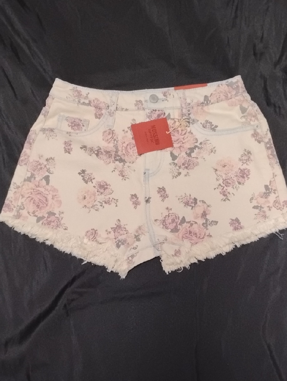 Mossimo Supply Co. Cream Denim Floral Frayed Hem Shorts